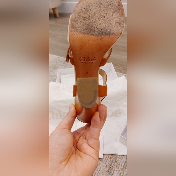 Chloe Two Tone Leather Sandal Heels - Picture 9 of 10